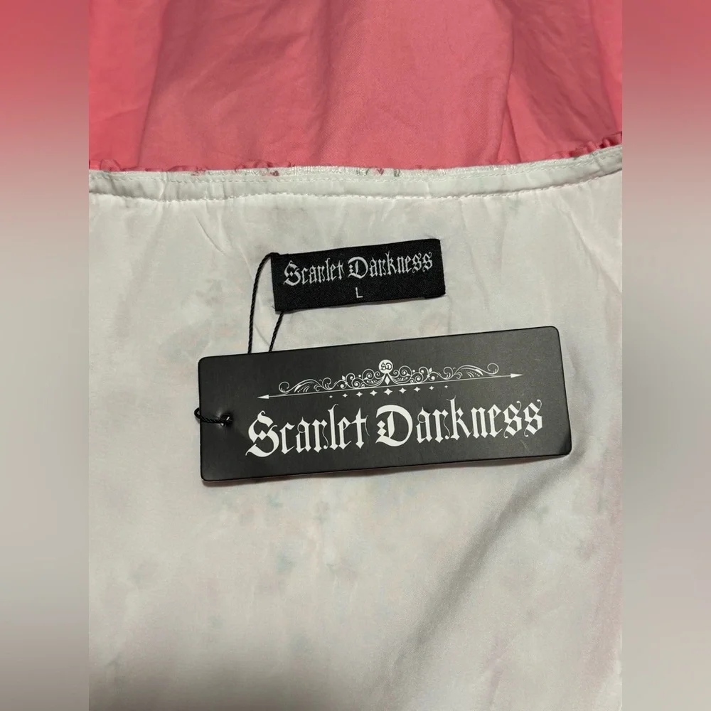 NWT Scarlet Darkness Pink and White Square Neckline Floral Dress size large - Picture 12 of 12